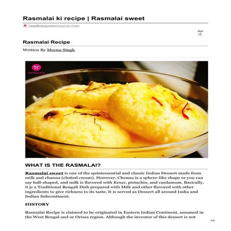 Rasmalai sweet