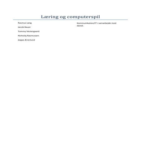 Læring og multimedier - rapporteksempel