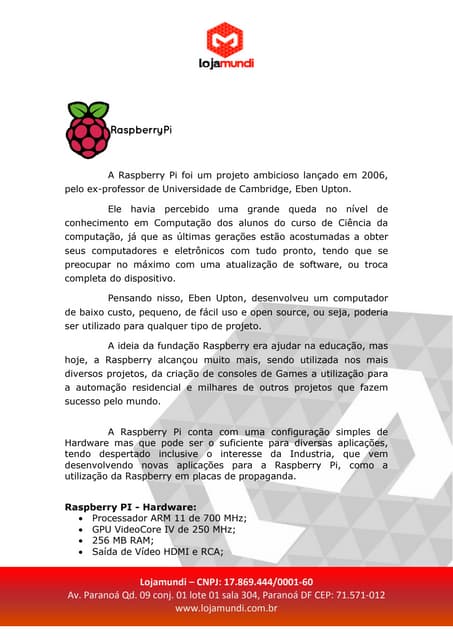 RASPBERRY PI BRASIL REVISÃO "B"