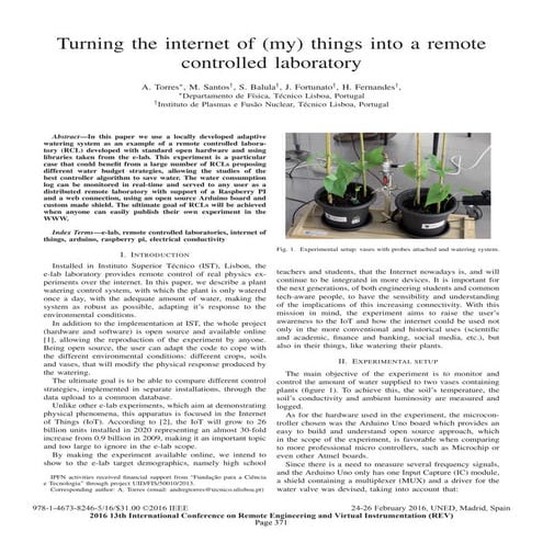 Turning the internet of (my) things into a remote controlled laboratory