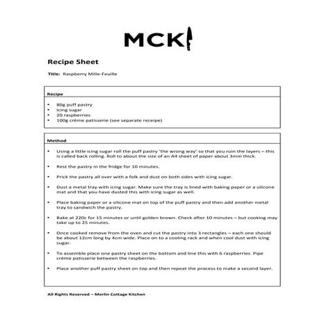 Raspberry mille feuille