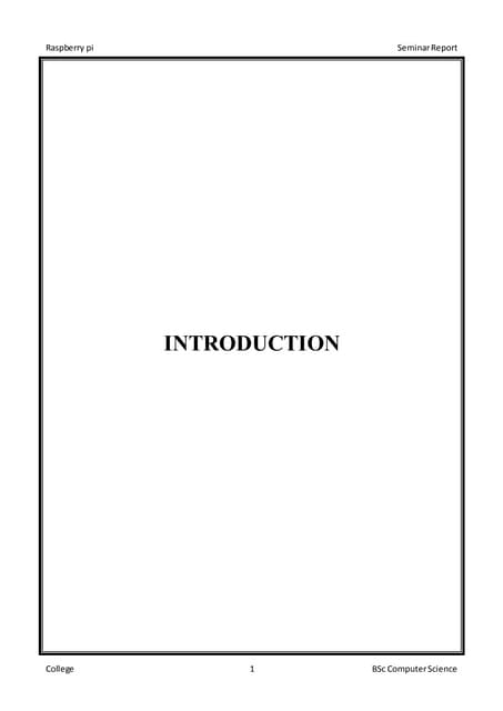 Raspberry pi on seminar documentation