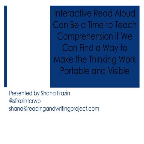 Teach Comprehension through Interactive Read Aloud