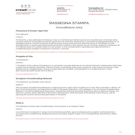 Rassegna Stampa Crowdfuture