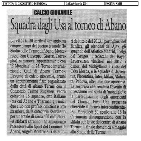 Rassegna stampa 23° Torneo Internazionale di Calcio - Abano Terme