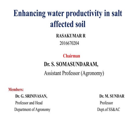 Quality of irrigation water | PPTX