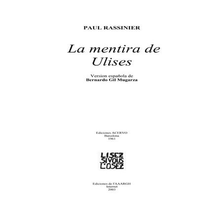 Rassinier, paul la mentira de ulises | PDF