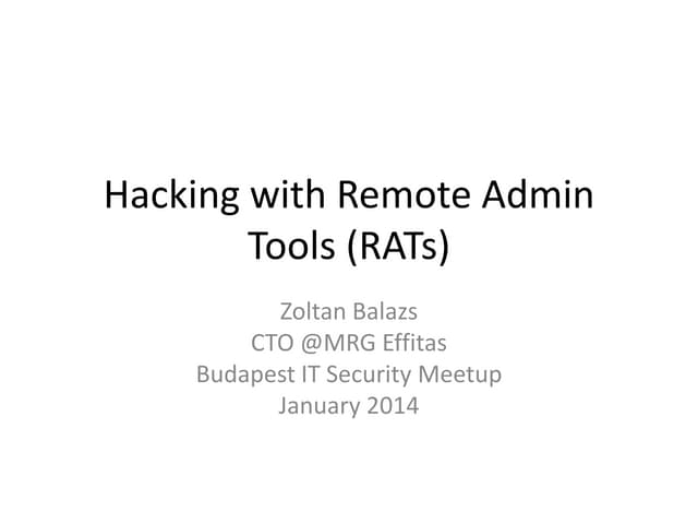  Hacking with Remote Admin Tools (RAT)