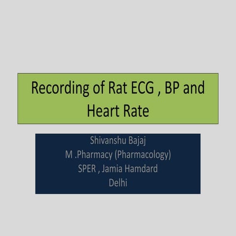 Recording of Rat ECG, BP and heart rate