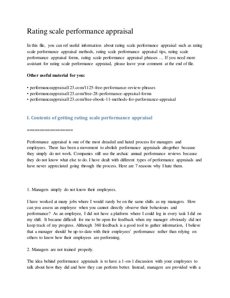 Rating Scale Performance Appraisal