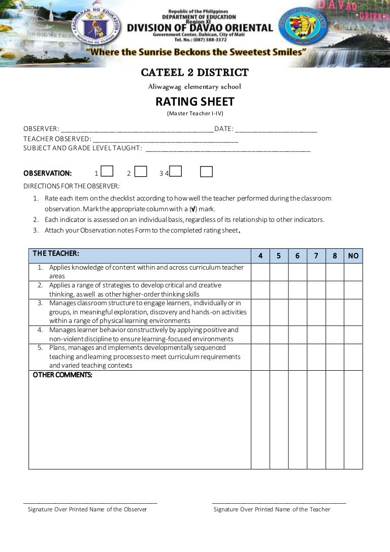 Rating Sheet For Master Teachers rating-sheet-for-master-teachers