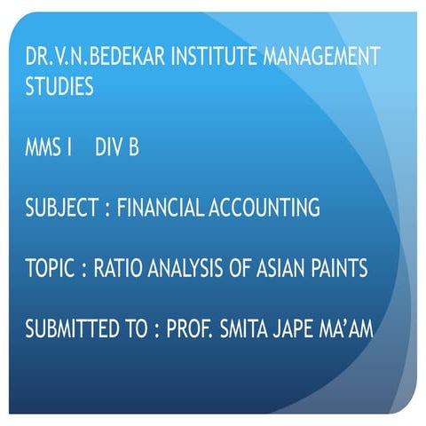  Financial Ratio analysis   asian paints