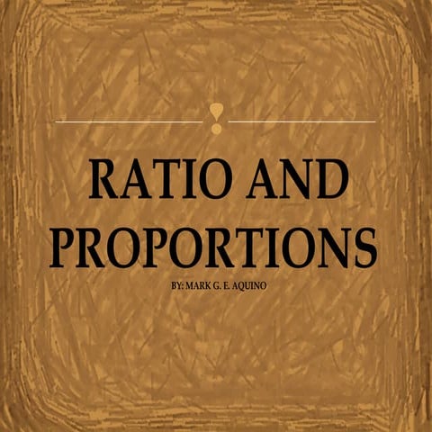 Ratio and proportion
