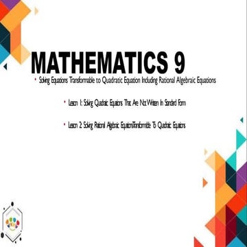 Rational Algebraic Equations Transformable  to Quadratic Equation.pptx
