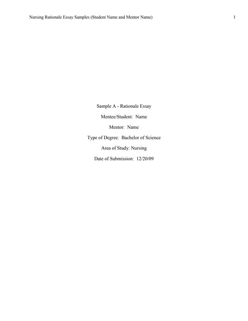 Rationale essay