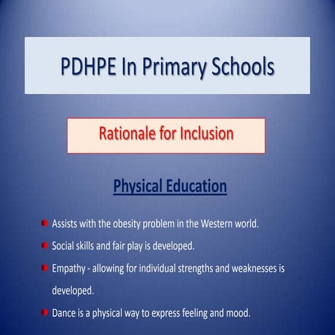 Rationale for pdhpe