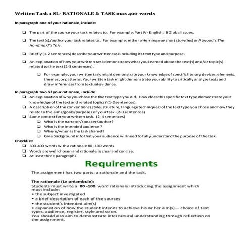 Rationale  samples and guidelines