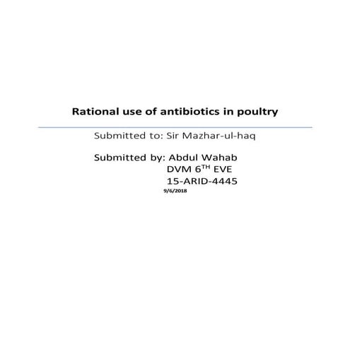Rational use of antibiotics in poultry