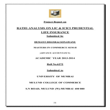 Ration analysis on lic & icici