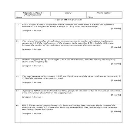 Ratios, Rates and Proportions