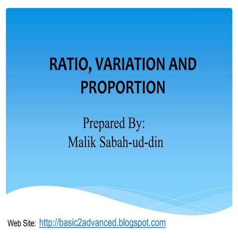 Ratio, variation and proportion