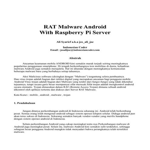 Rat malware android with raspberry pi server