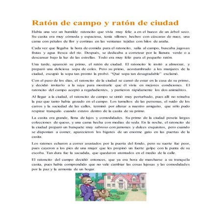 Raton de campo y raton de ciudad | PPT
