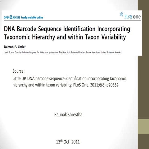 DNA barcode sequence identification incorporating taxonomic hierarchy and wit...