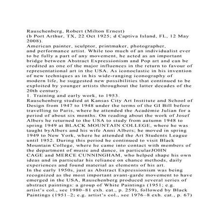 Rauschenberg, Robert (Milton Ernest)(b Port Arthur, TX, 22 Oct 1.docx