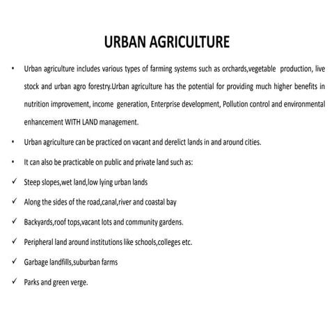 Urban Agriculture:Case study-Kolkata Municipal Authority(Calcutta)