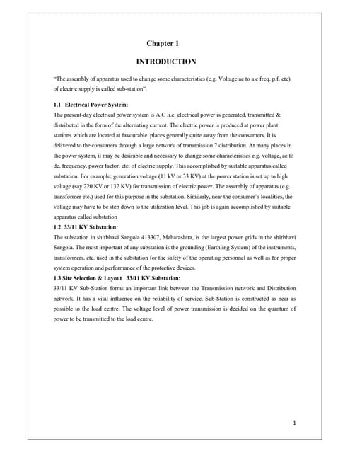REPORT ON 33/11KV SUBSTATION 