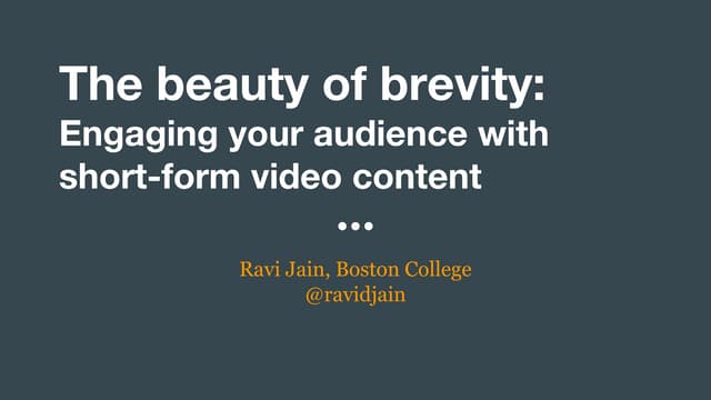 “The Beauty of Brevity” by Ravi Jain - Now What? Conference 2017
