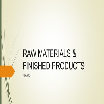 Raw materials and finished products plants