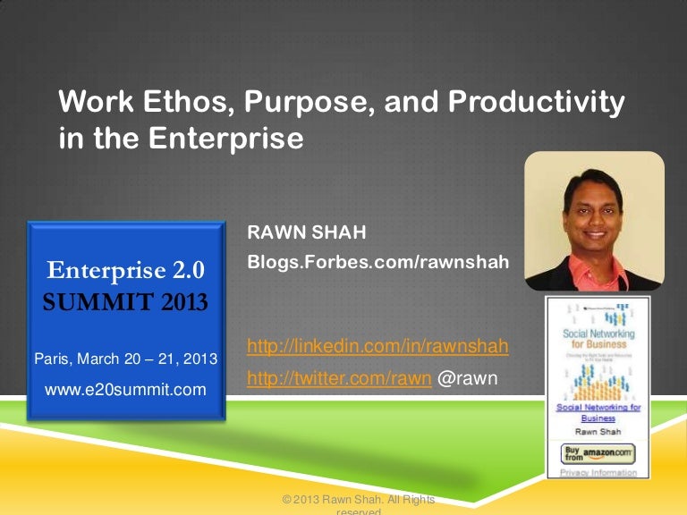 Work Ethos, Purpose, and Productivity