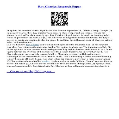 Ray Charles Research Paper