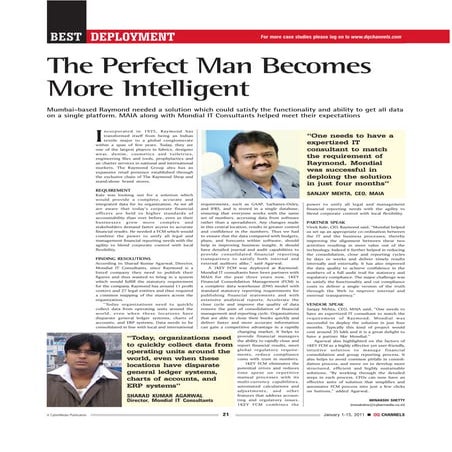 Best Deployment: Raymond opts for 1KEY FCM - Financial Consolidation