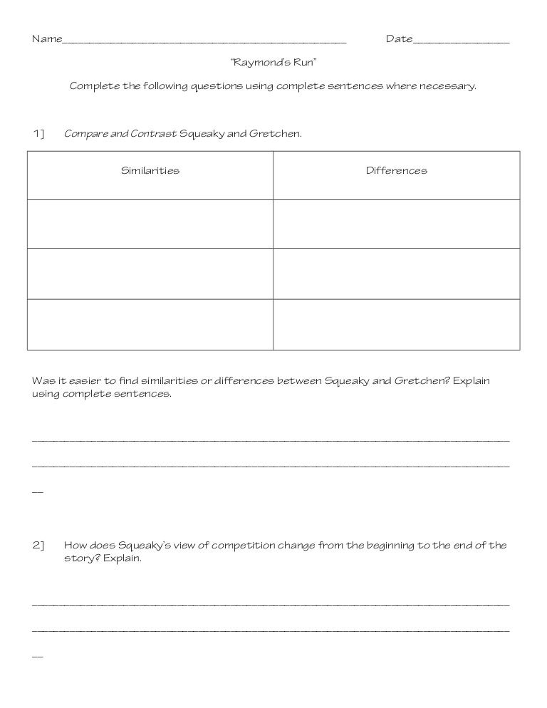 Raymond's run questions