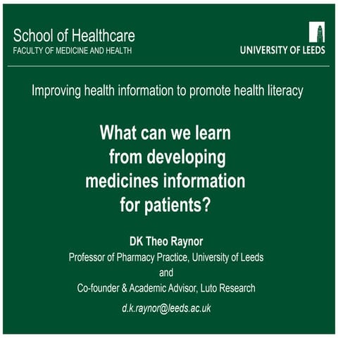 What can we learn from developing medicines information for patients?