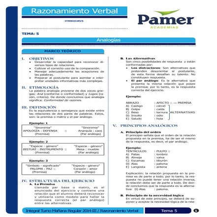 Razonamiento verbal   analogías - pamer