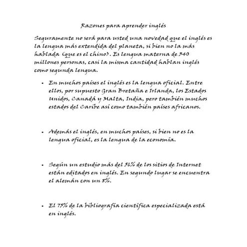 Razones Para Aprender IngléS