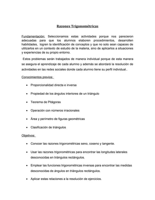 Razones trigonométricas Secuencia