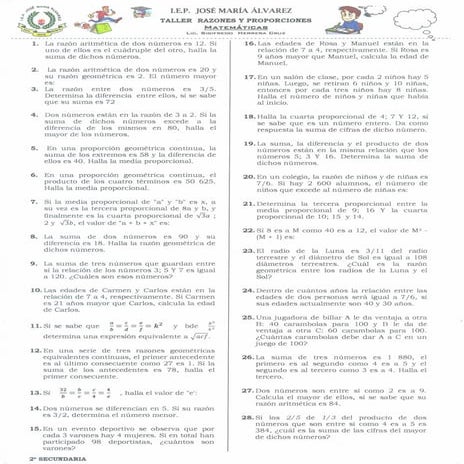 Razones y proporciones 2º sec 2012