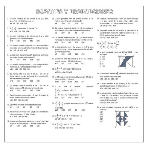 Razones y proporciones problemas