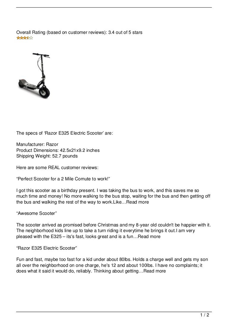 Razor E325 Electric Scooter Review