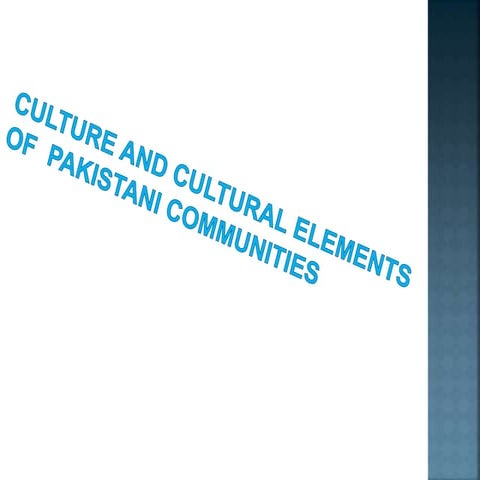 culture and cultural element of a Pakistani community