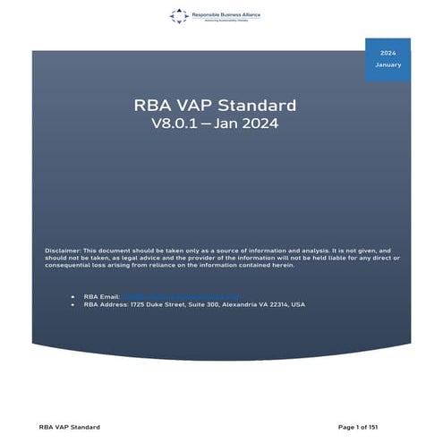 RBA-VAP-Standard Responsible Business Alliance Code of Conduct v8.0