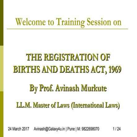 The Registration of Births and Deaths Act, 1969