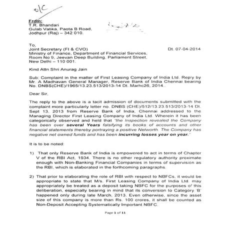 Rbi vigillance letter | PDF