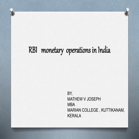 RIB  monetary  operations in india