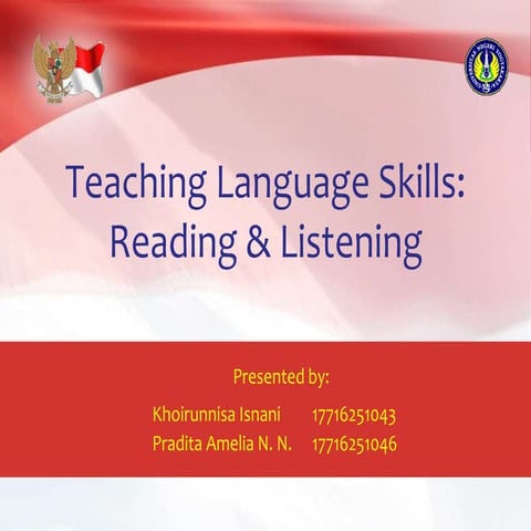 RBL - Teaching Language Skills 'Reading' and 'Listening' - 4th Group